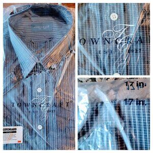 BNWT BEAUTIFUL Cornflower Blue (w/thin white line checks) button up SS Sz 17